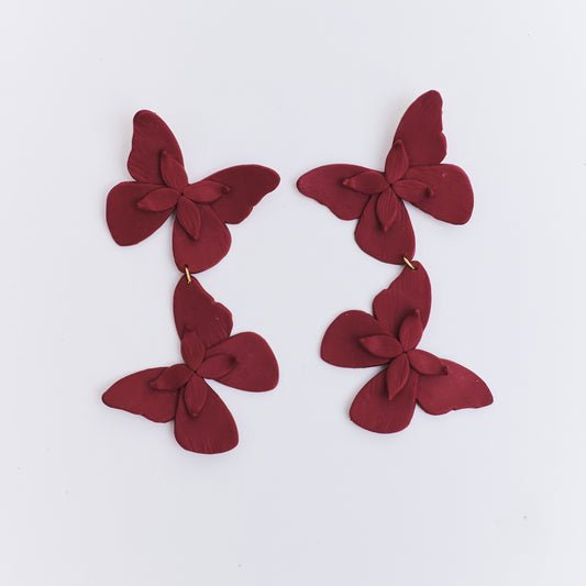 Aretes Alas en Flor Doble