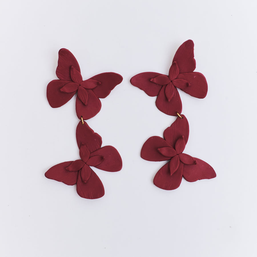 Aretes Alas en Flor Doble