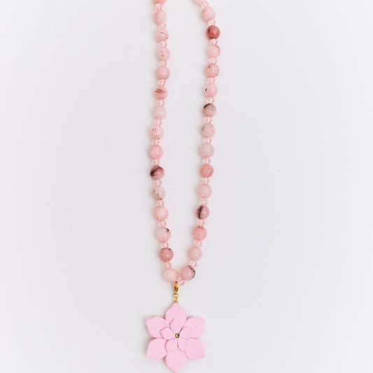 Collar Flor de Ocobo Palo Rosa