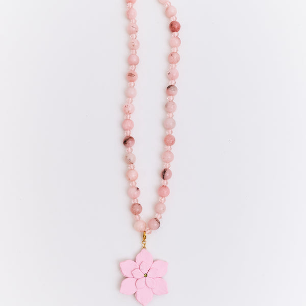 Collar Flor de Ocobo Palo Rosa