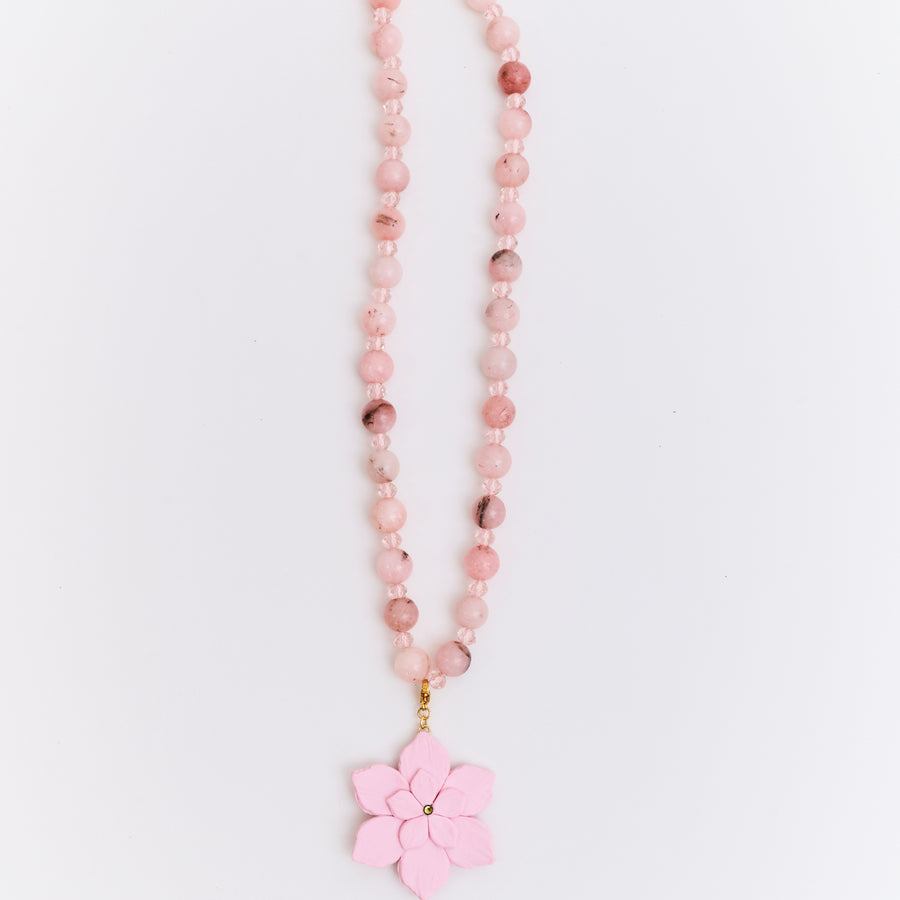 Collar Flor de Ocobo Palo Rosa