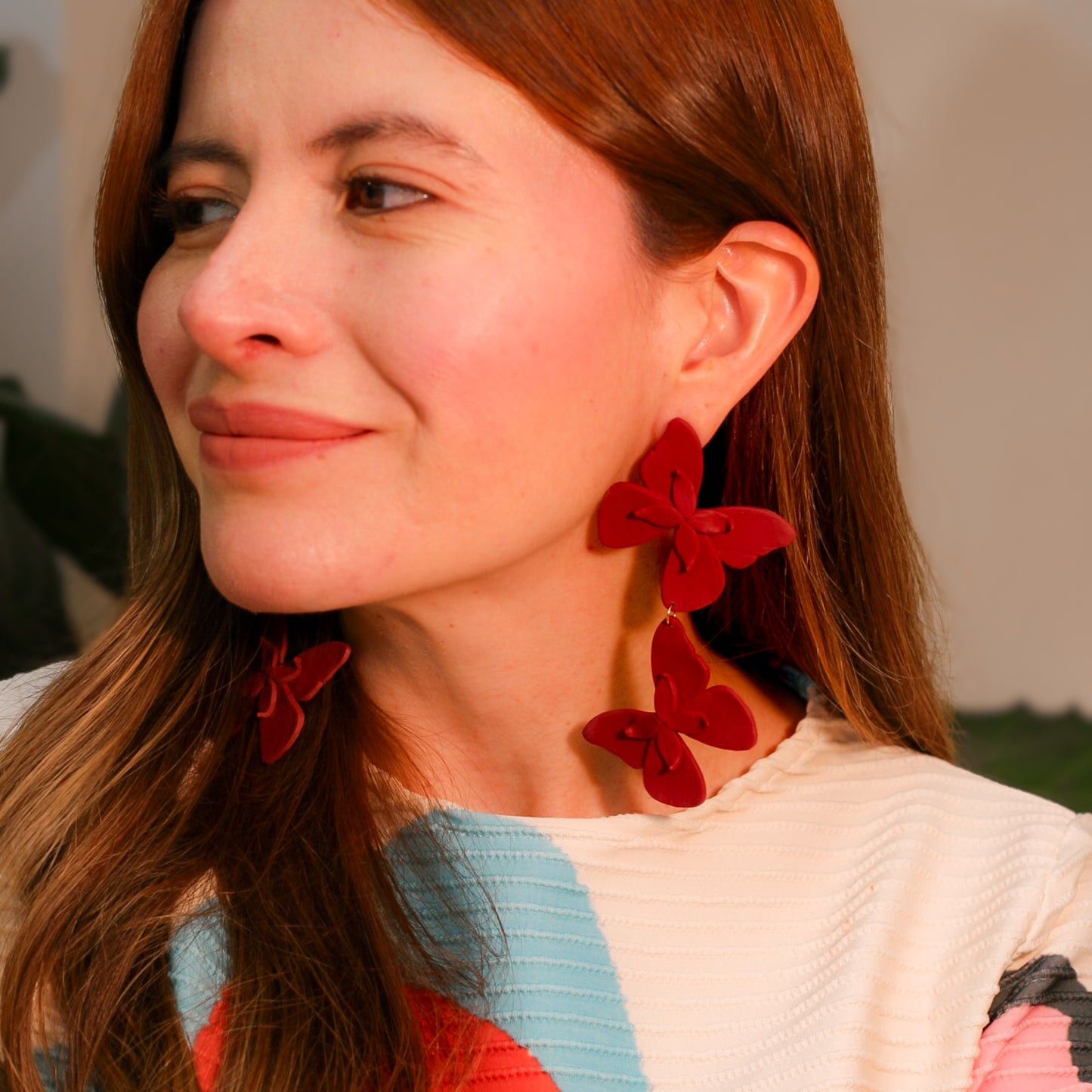 Aretes Alas en Flor Doble