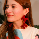 Aretes Alas en Flor Doble