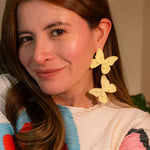 Aretes Alas en Flor Doble