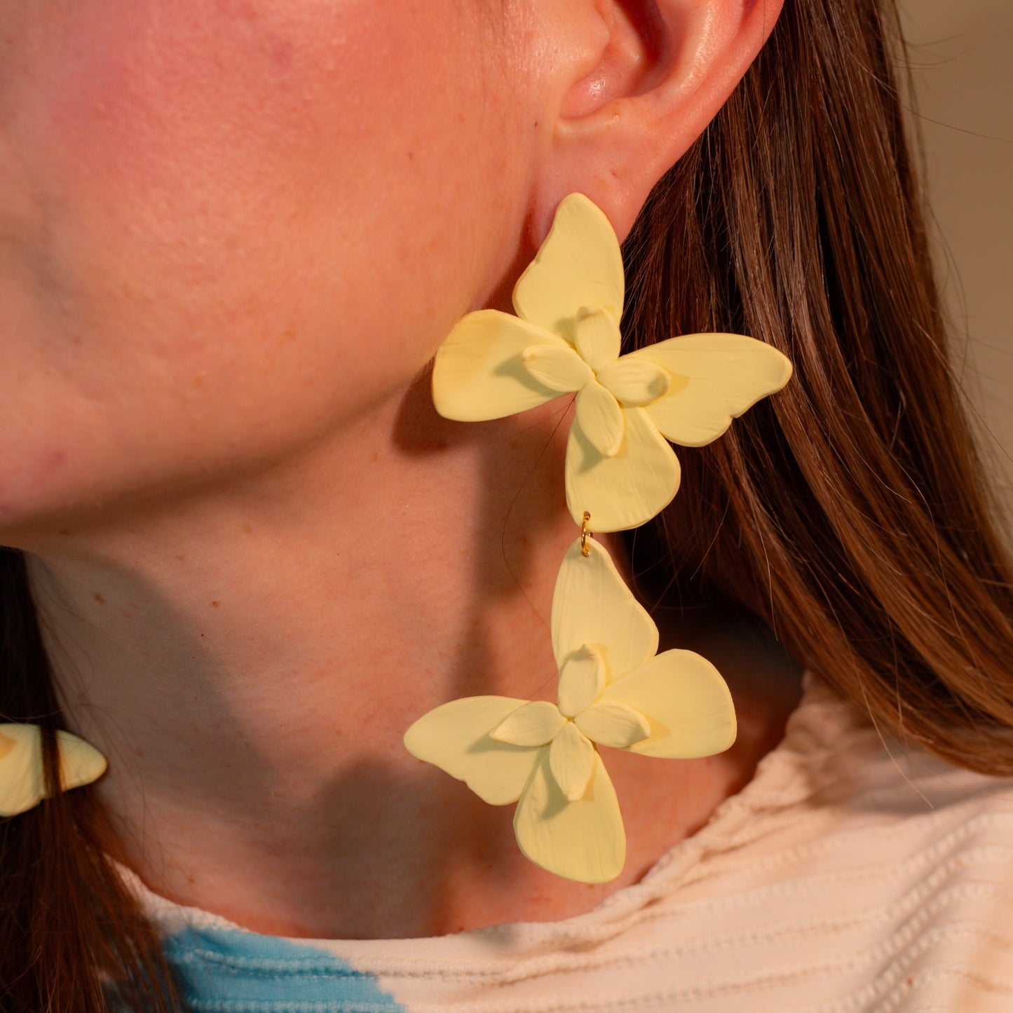 Aretes Alas en Flor Doble