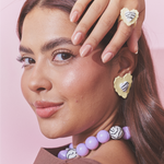 Aretes Corazón Rayado Mix Maxi