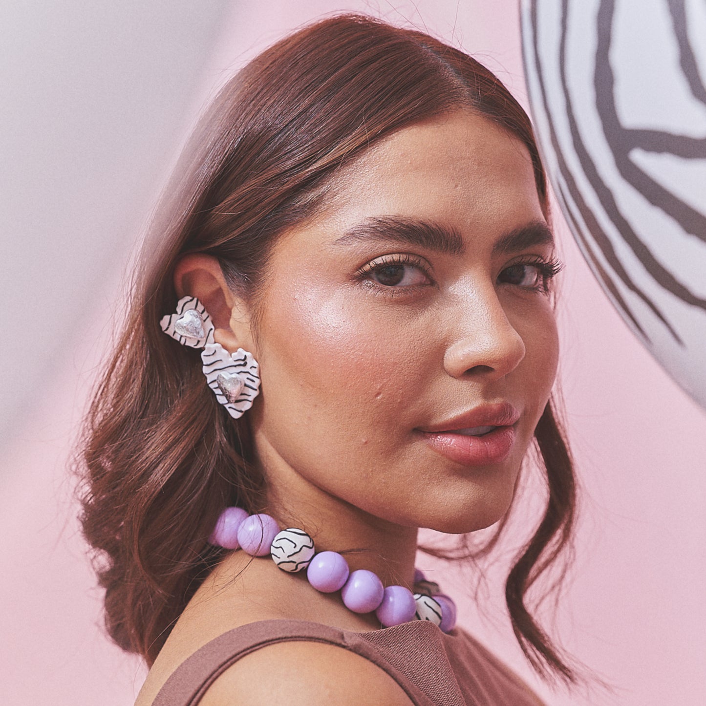 Aretes Corazón Rayado Mix Maxi