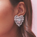Aretes Corazón Rayado Mix Maxi