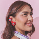 Aretes Corazón Rayado Mix Maxi
