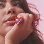 Anillo Corazón Rayado Mix Mini