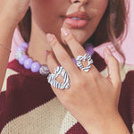 Anillo Corazón Rayado Mini
