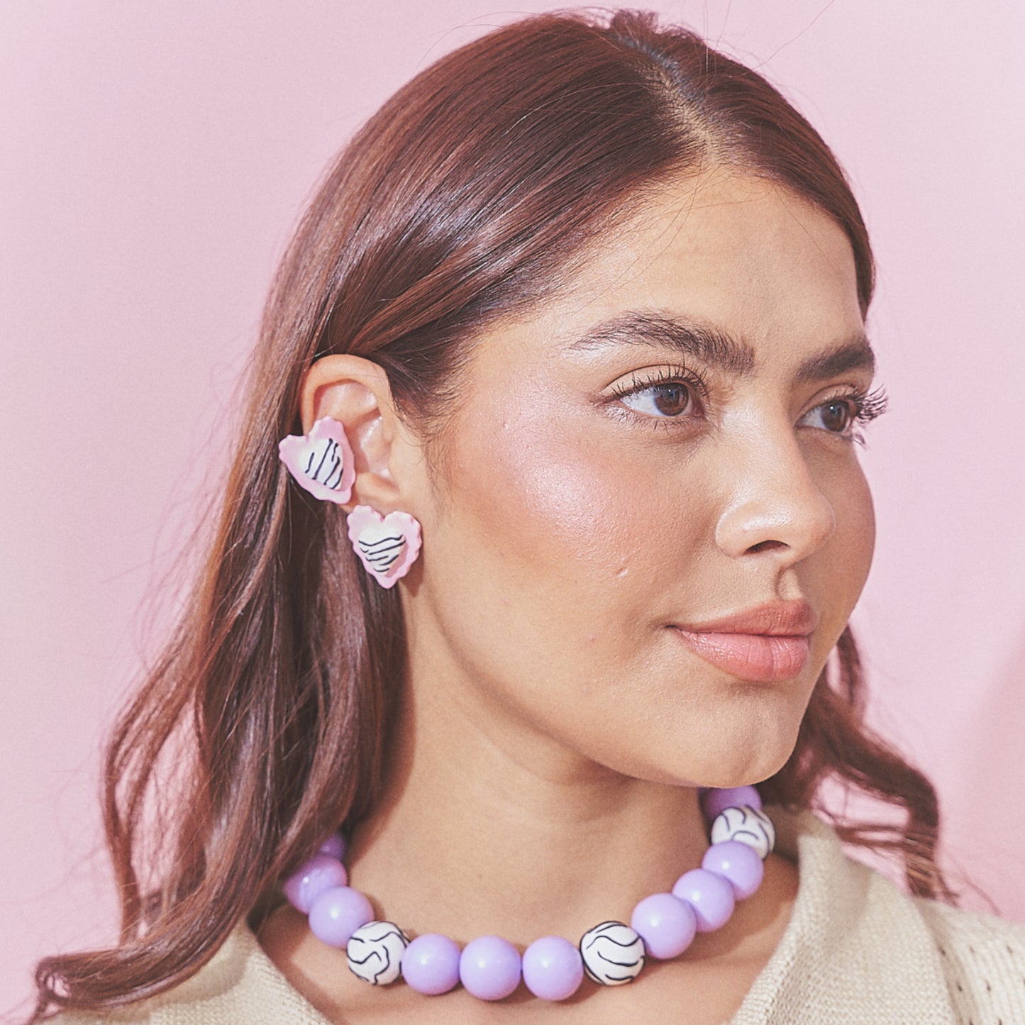 Aretes Corazón Rayado Mix Mini