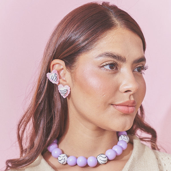 Aretes Corazón Rayado Mix Mini
