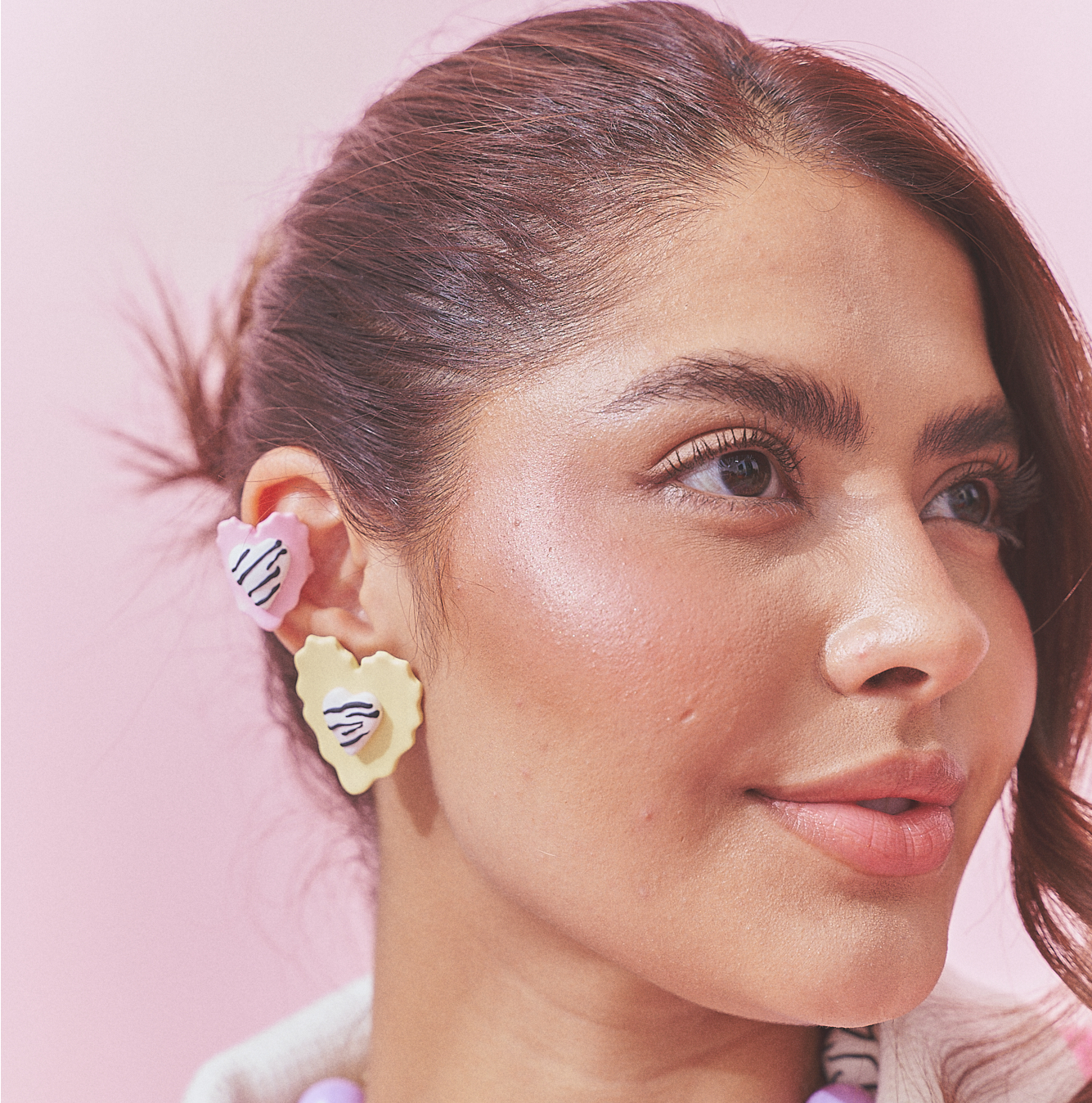 Aretes Corazón Rayado Mix Maxi