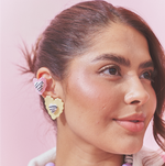Aretes Corazón Rayado Mix Maxi