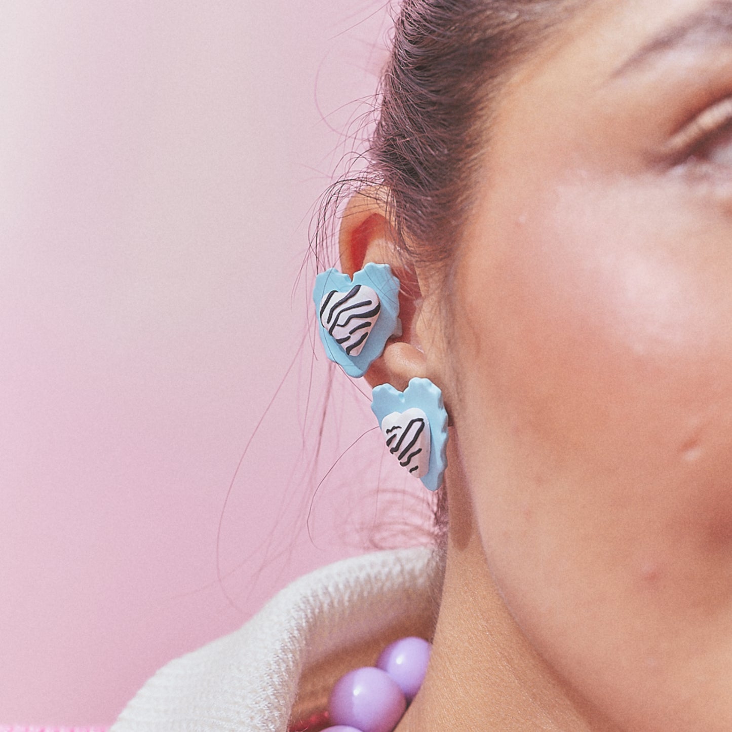 Aretes Corazón Rayado Mix Mini