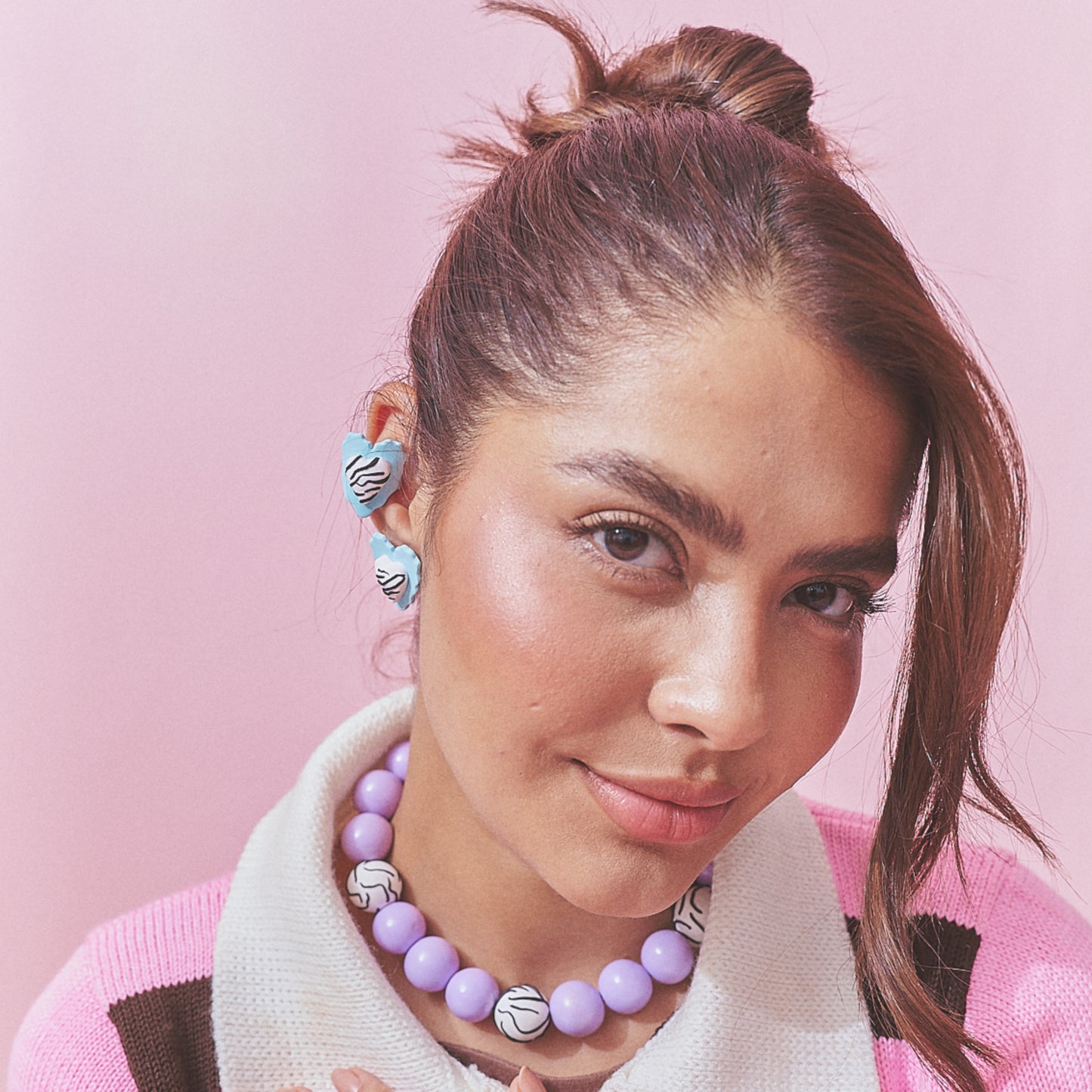 Aretes Corazón Rayado Mix Mini