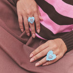 Anillo Corazón Rayado Mix Mini
