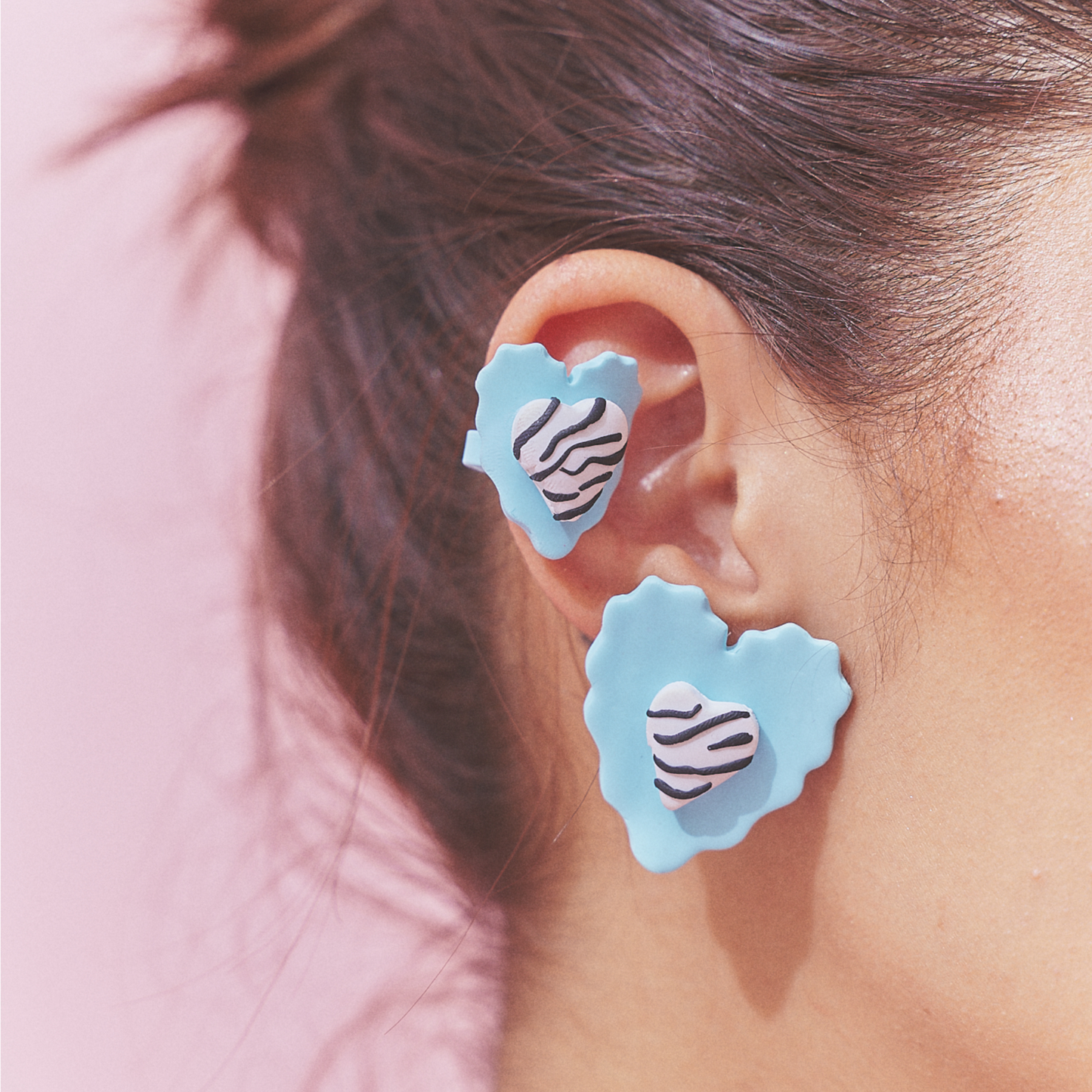 Aretes Corazón Rayado Mix Maxi