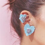 Aretes Corazón Rayado Mix Maxi